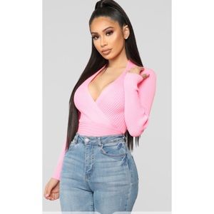 Fashion Nova, Long sleeve top, neon pink, Large